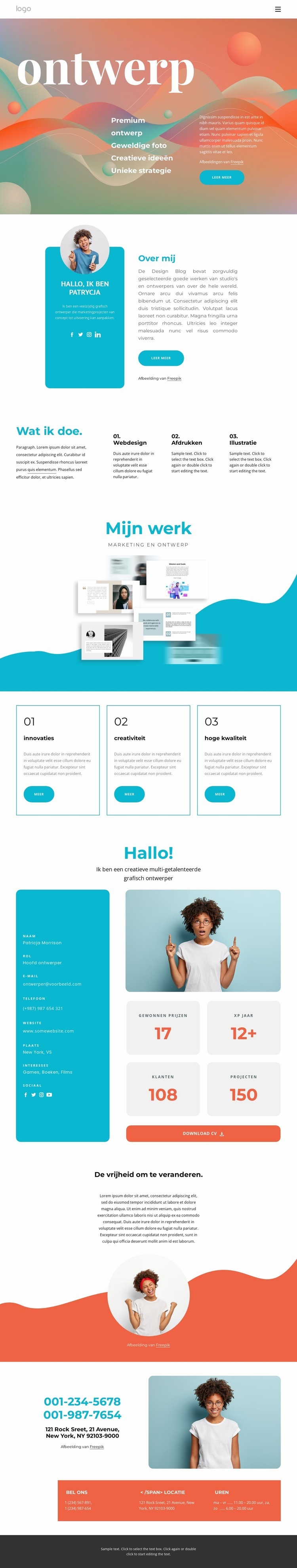 Creatief ontwerper Website Builder-sjablonen