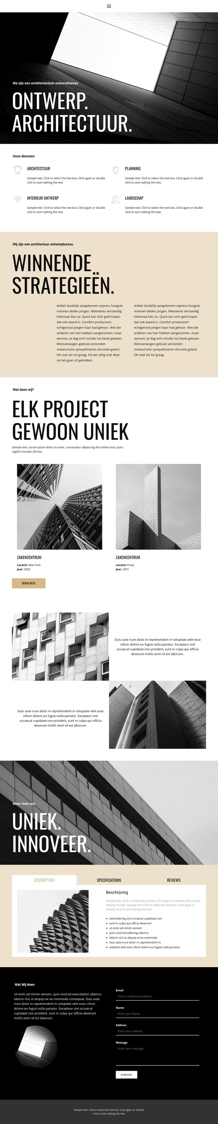 Ontwerp en architectuur Website sjabloon
