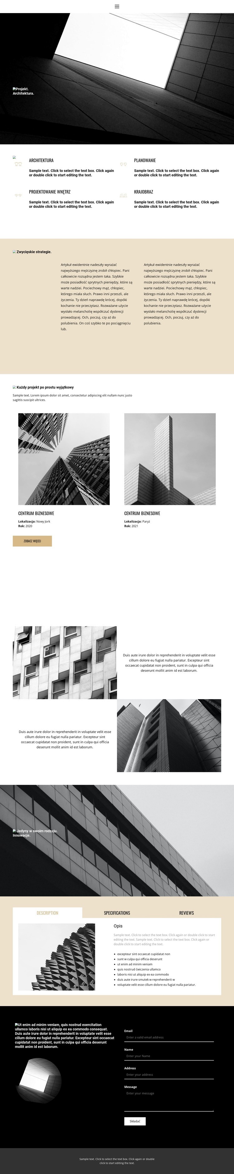 Projekt i architektura Makieta strony internetowej