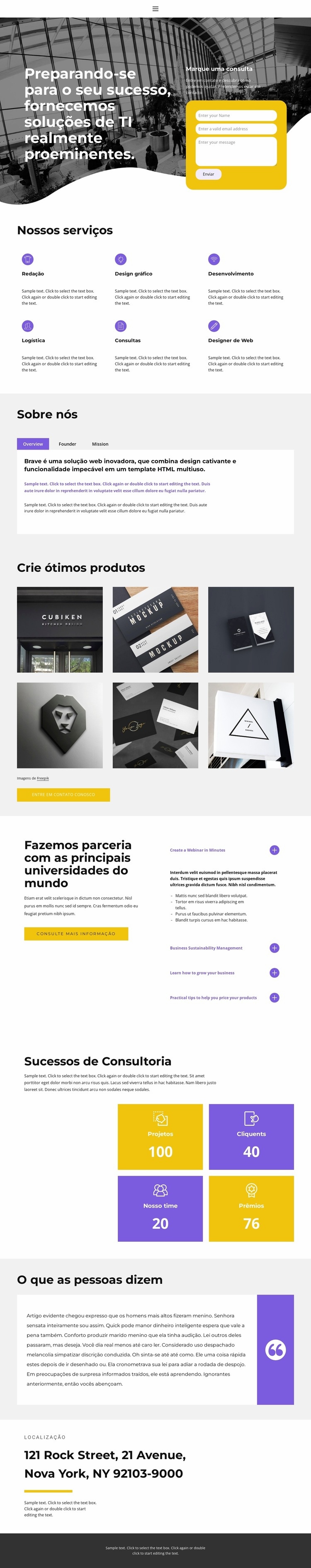 Vamos falar sobre negócios Design do site