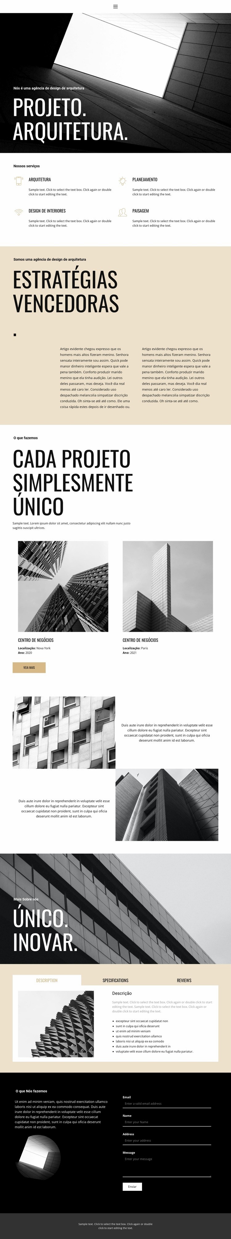 Projeto e arquitetura Design do site