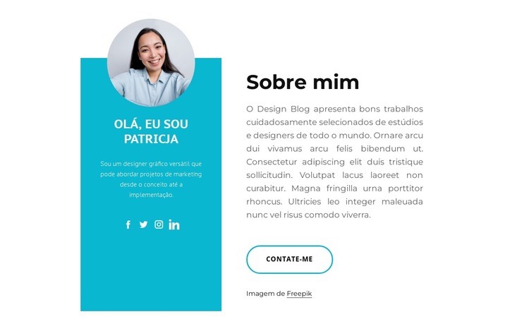 Sobre mim com imagem de círculo Modelo HTML5