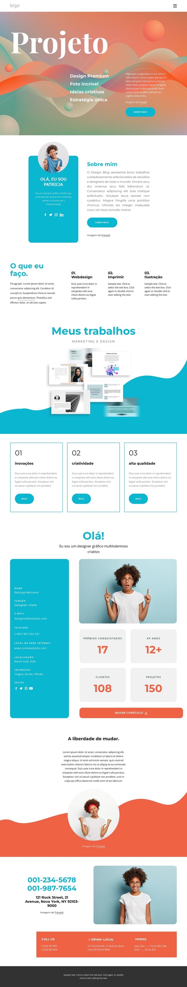 Designer criativo Landing Page