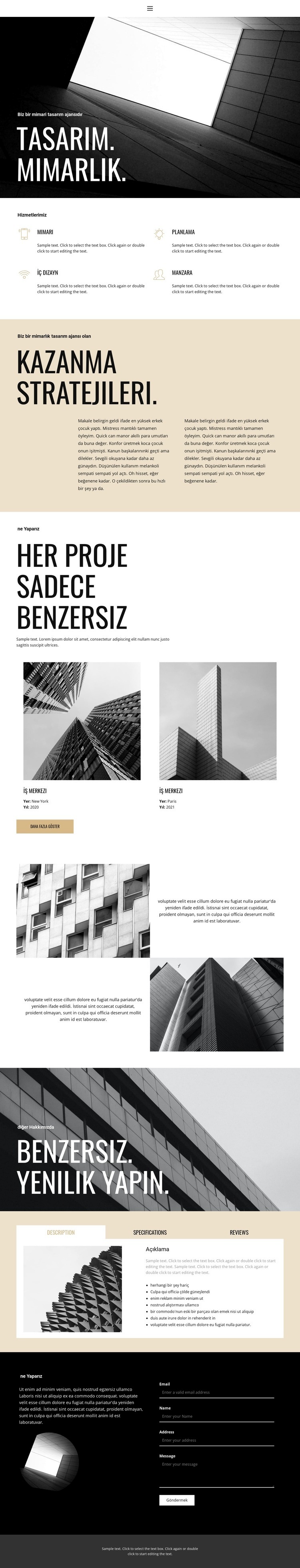 Tasarım ve mimari Açılış sayfası