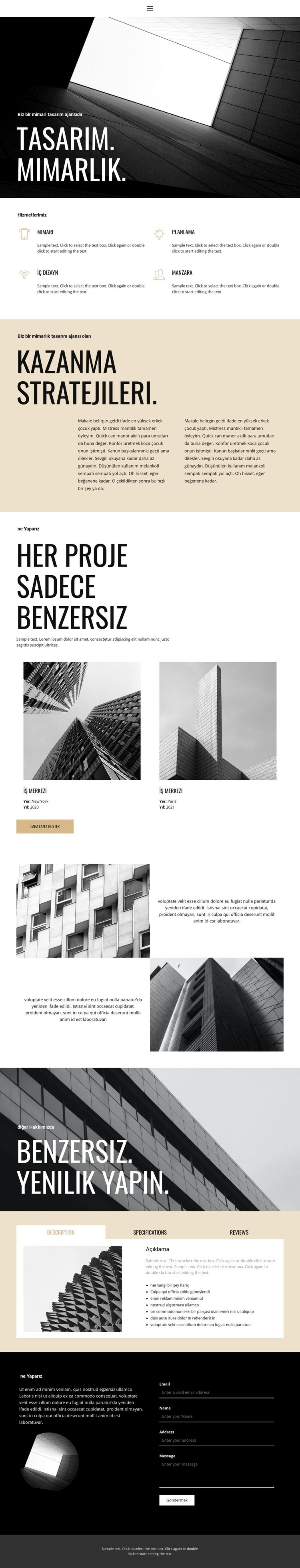 Tasarım ve mimari Web Sitesi Mockup'ı