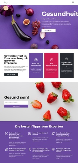 Premium-Website-Design Für Aufbau Einer Gesunden Und Ausgewogenen Ernährung