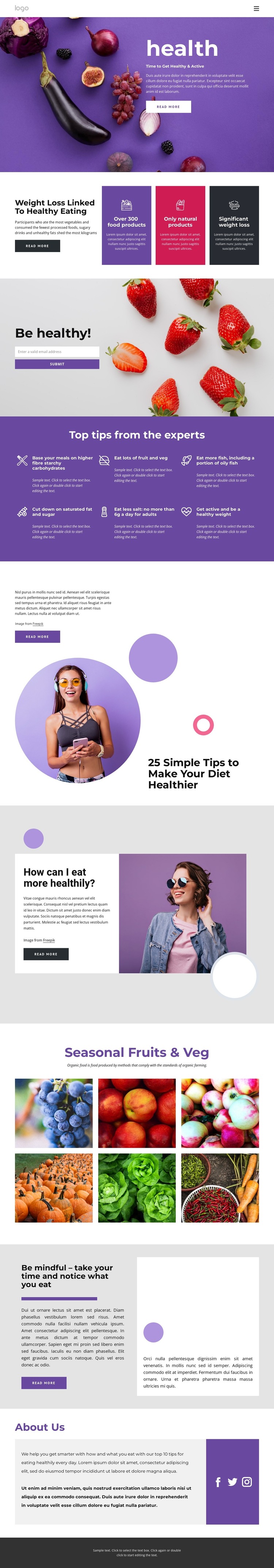 Building a healthy and balanced diet HTML Template