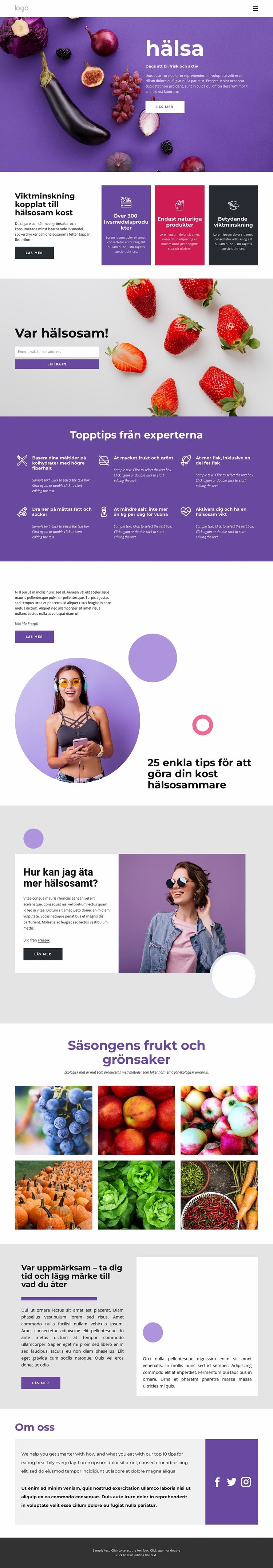 Bygga upp en hälsosam och balanserad kost Hemsidedesign