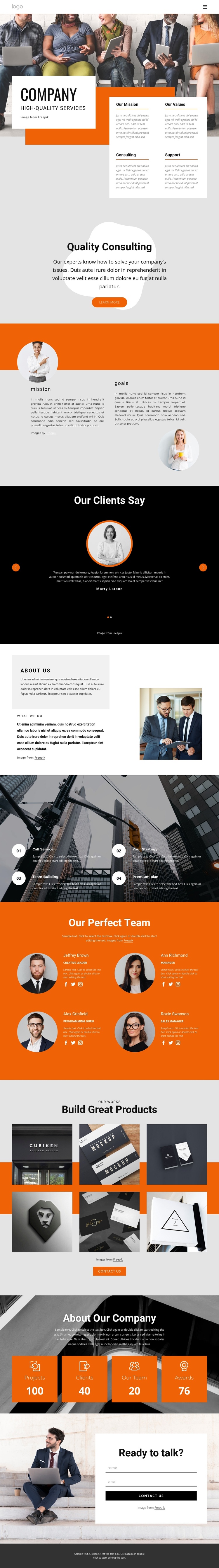 Hight quality consulting firm One Page Template