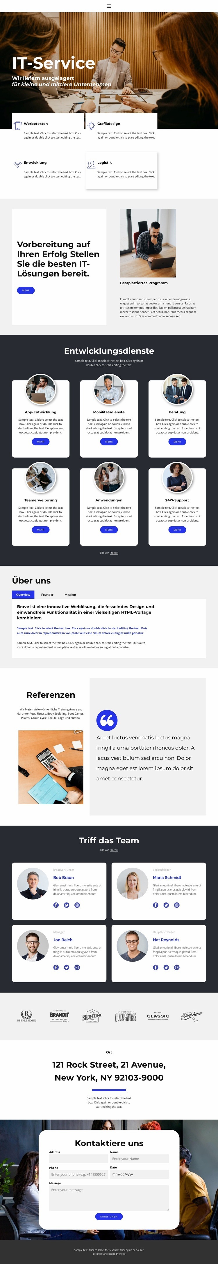 IT-Richtung Landing Page