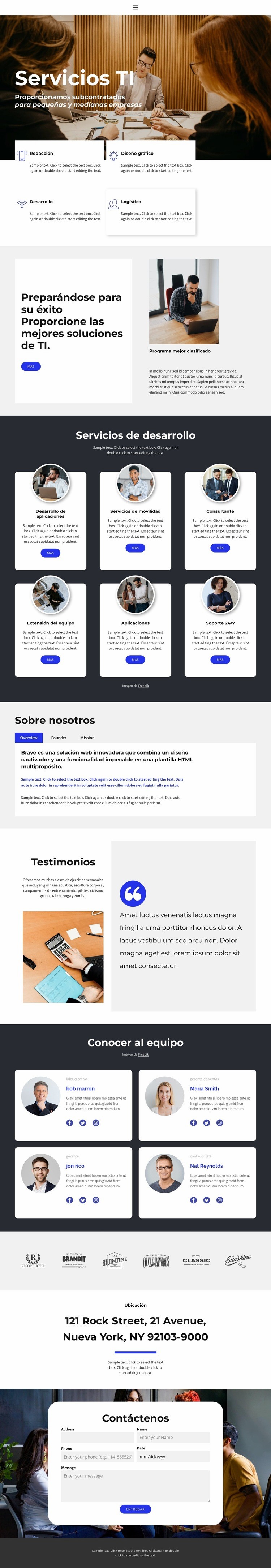 dirección de TI Maqueta de sitio web