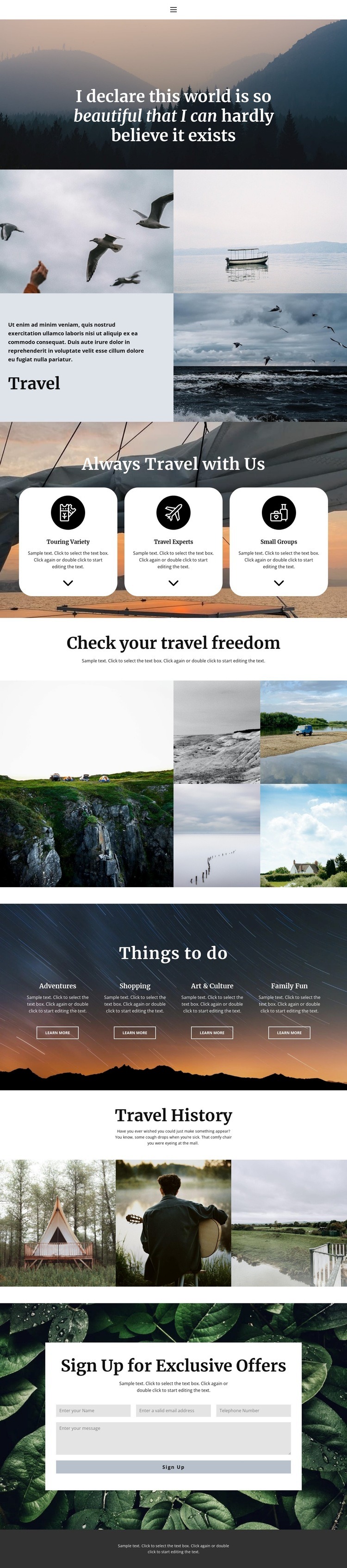 Useful travel information Homepage Design