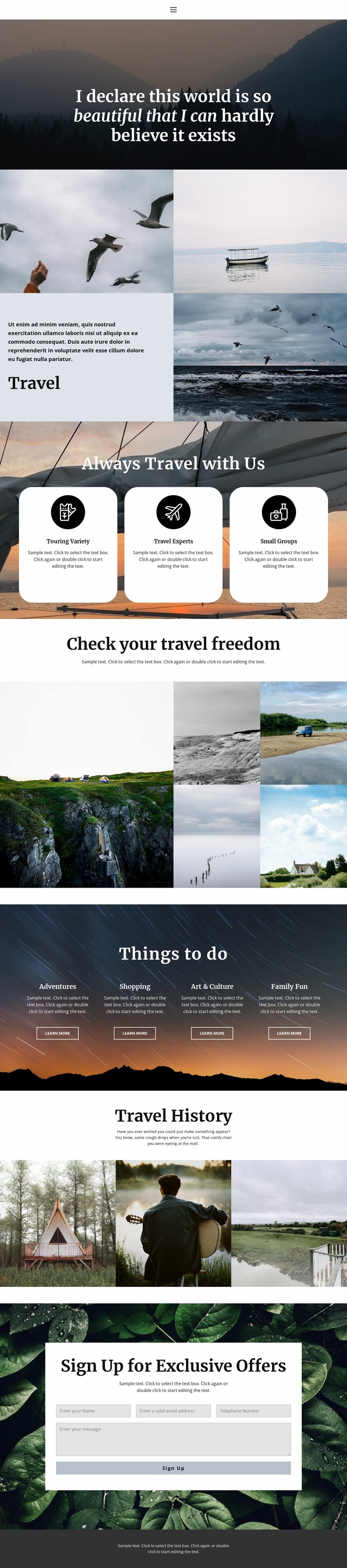 Useful travel information Website Design
