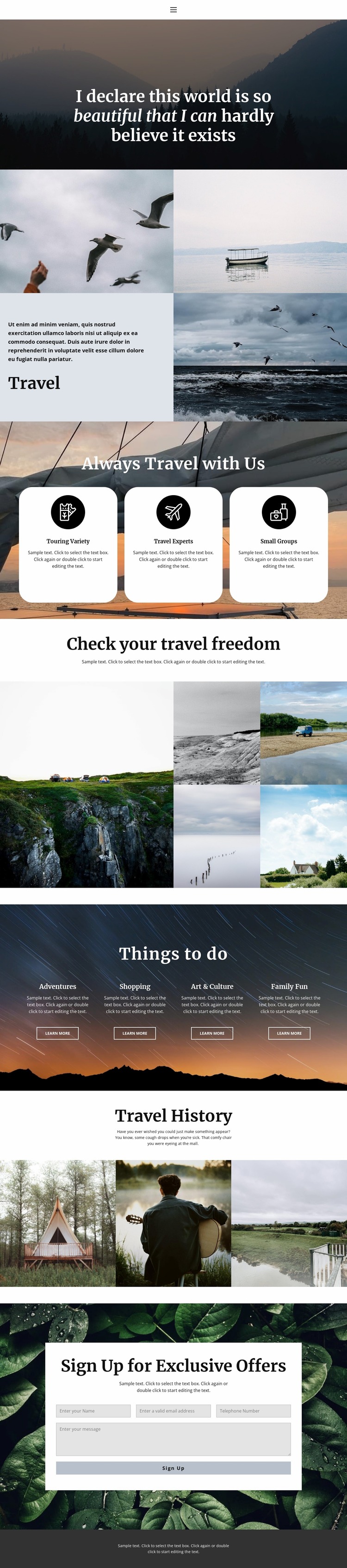 Useful travel information Website Mockup