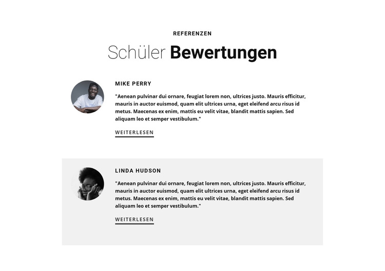 Bewertungen der Schülerausbildung Website-Vorlage