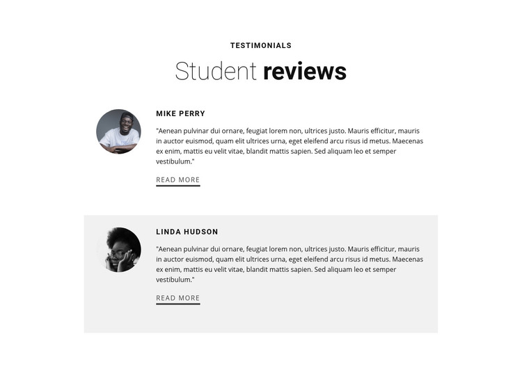 Student education reviews Homepage Design