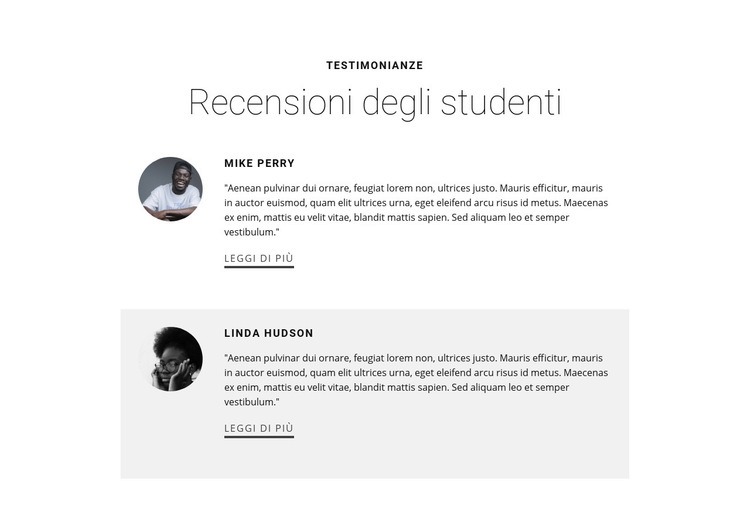 Recensioni sull'istruzione degli studenti Pagina di destinazione