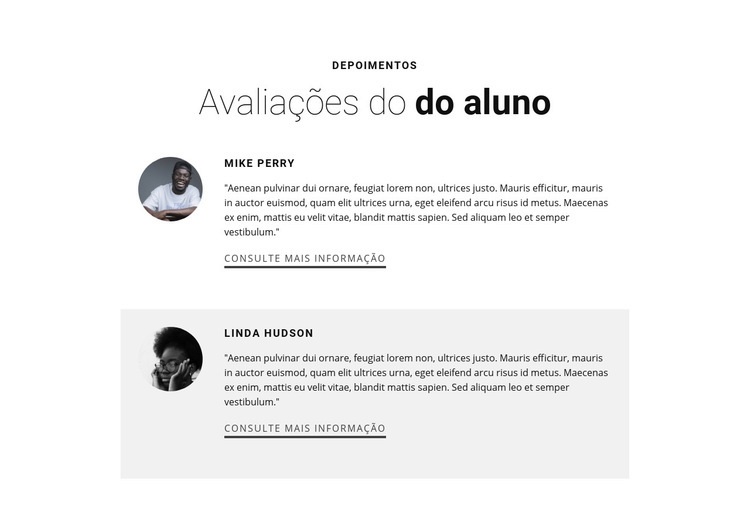 Avaliações da educação do aluno Construtor de sites HTML