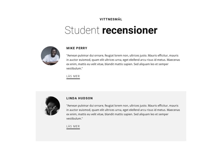 Studentutbildningsrecensioner Mall