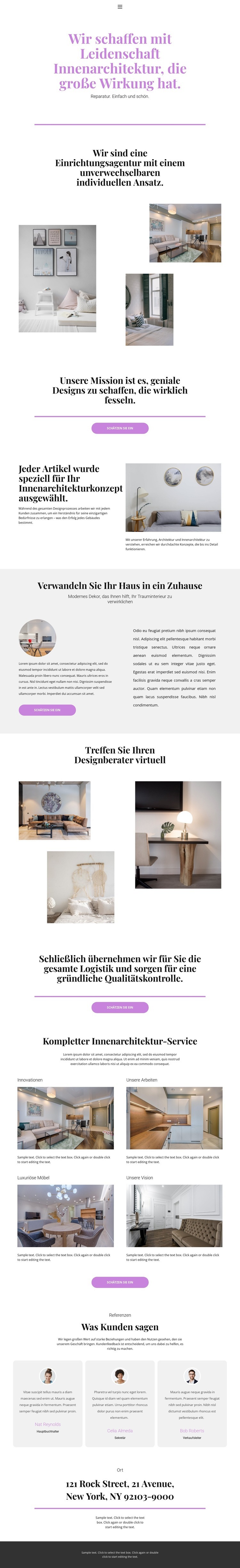 Wahl des Designs für das Haus Website Builder-Vorlagen