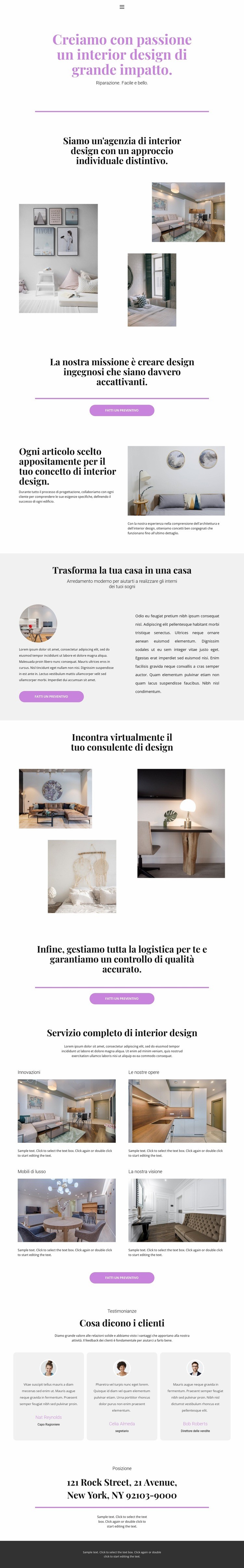 Scelta del design per la casa Mockup del sito web