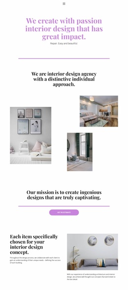 Choice Of Design For The House - Landing Page Template