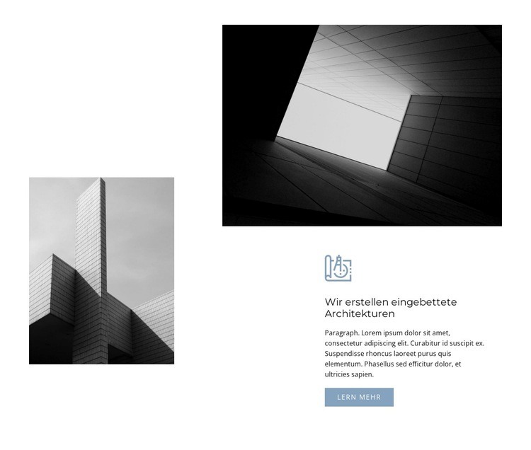 Zwei Bilder mit Architektur Website design