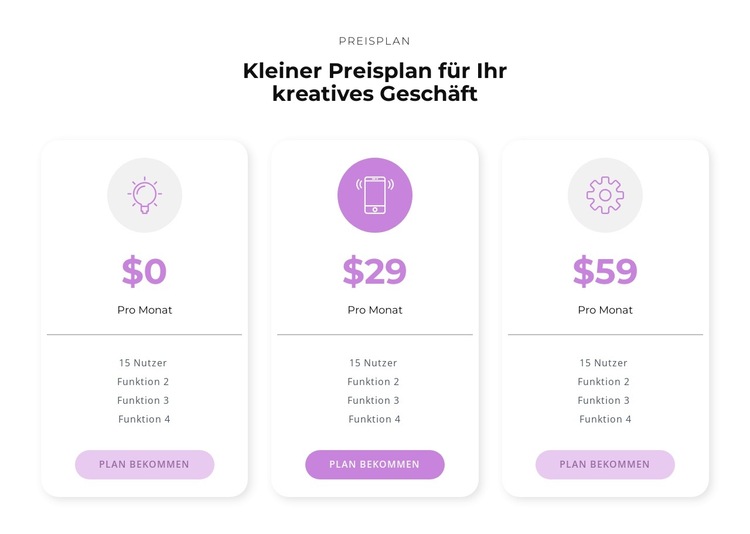 Kaufoptionen Website-Vorlage