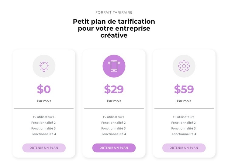 Options d'achat Modèles de constructeur de sites Web