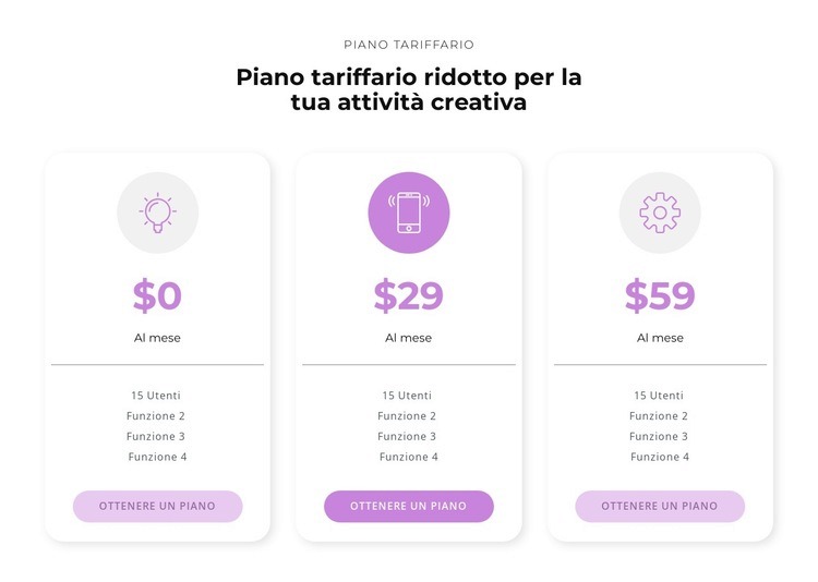 Opzioni di acquisto Mockup del sito web