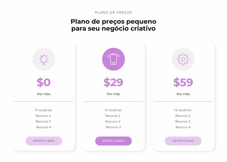 Opções de compra Landing Page