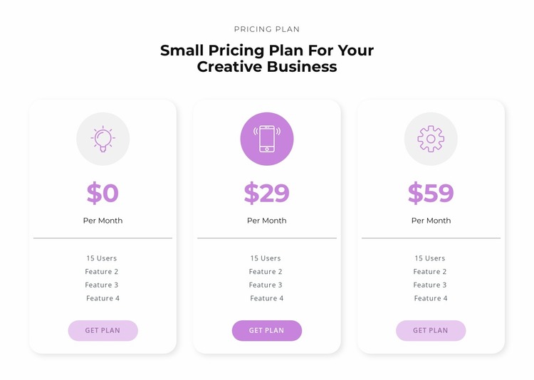 Purchase options Website Mockup