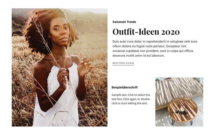 Outfit-Ideen Landing Page
