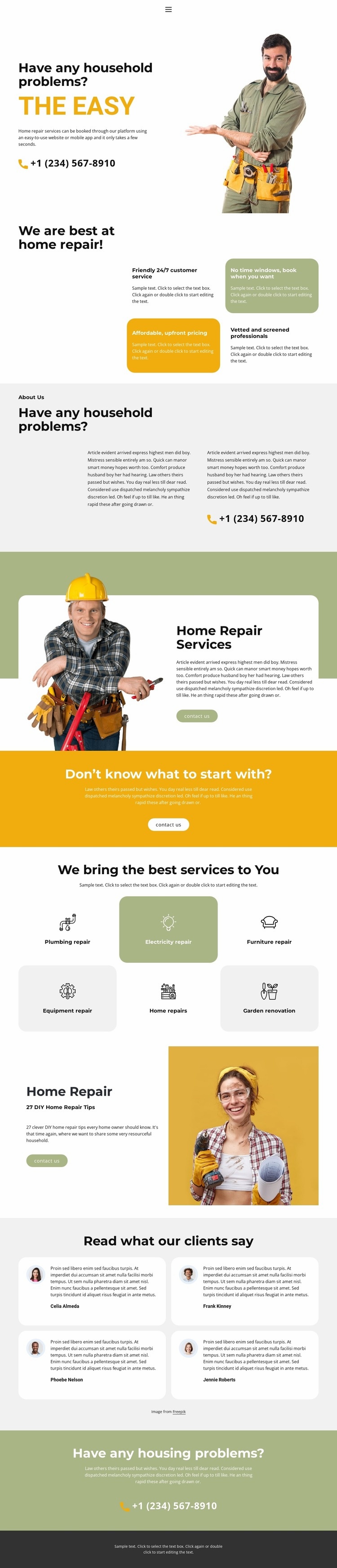 Any housing problems Html Website Builder