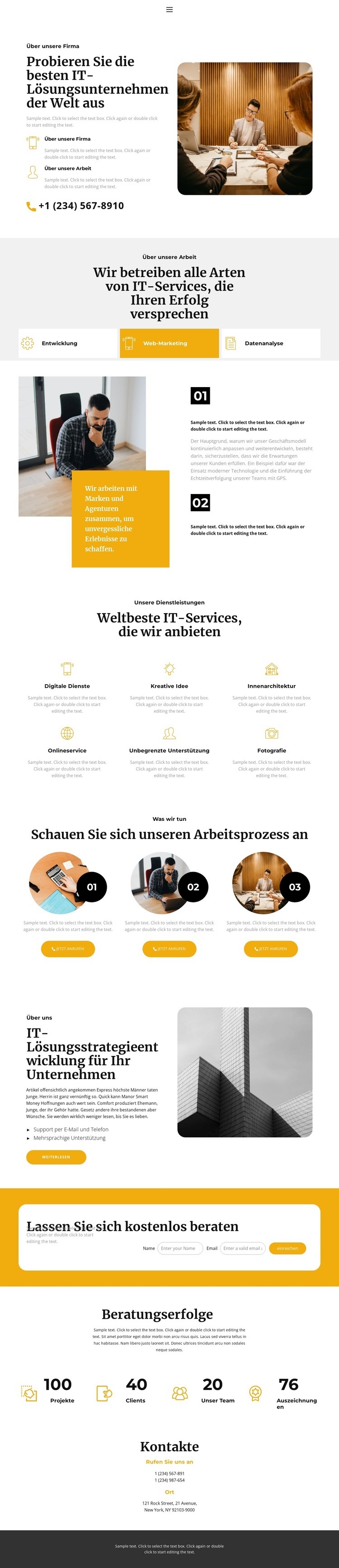 Einfacher Weg zu uns Landing Page