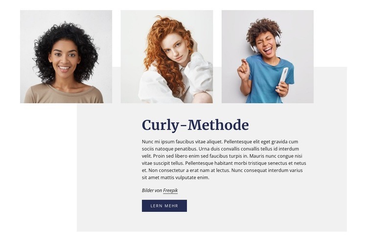 Methodenleitfaden für lockige Mädchen Website-Modell