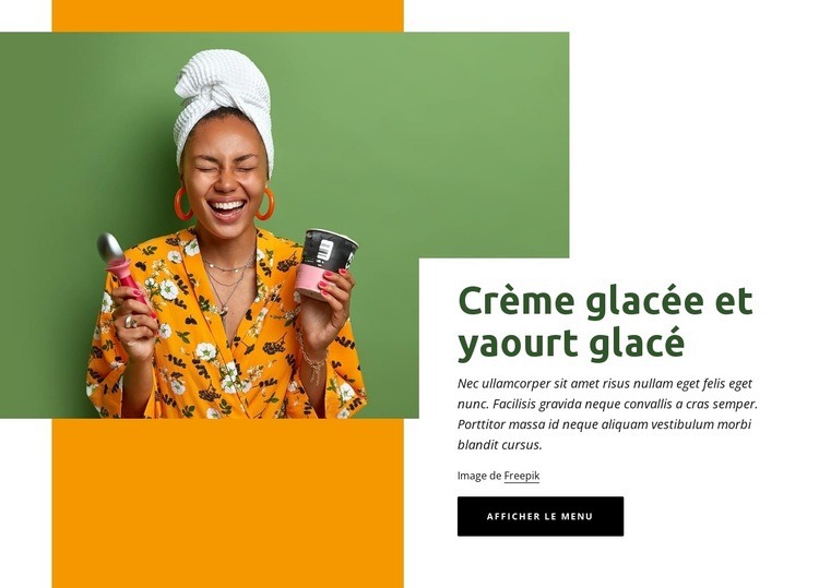 Yaourt glacé Maquette de site Web