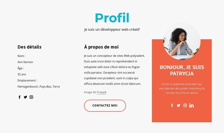 Profil de designer créatif Modèle