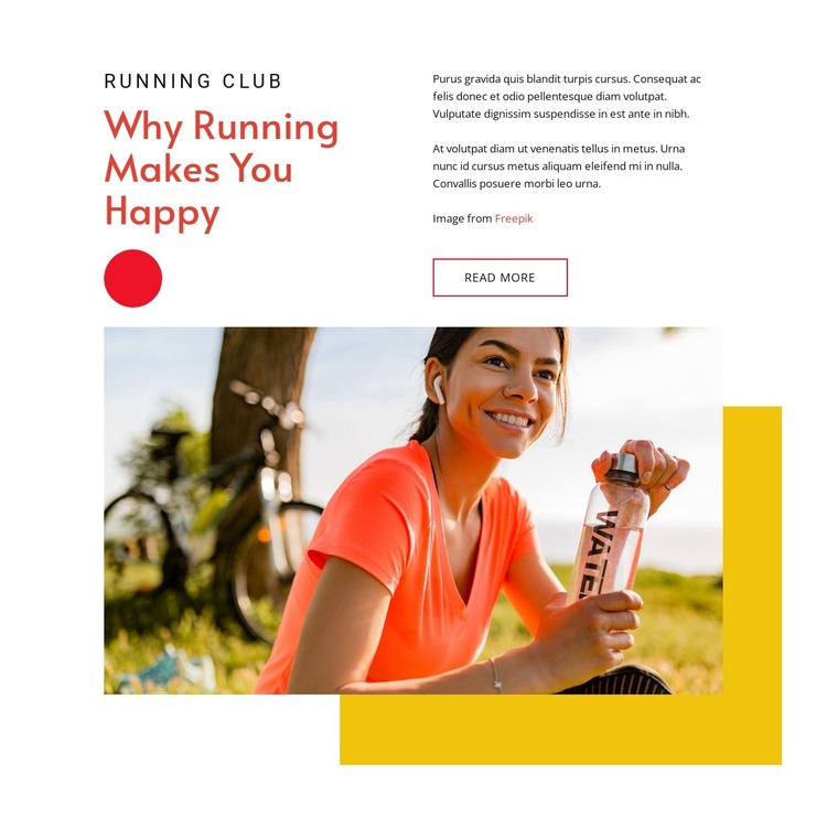 Running makes your happy HTML Template