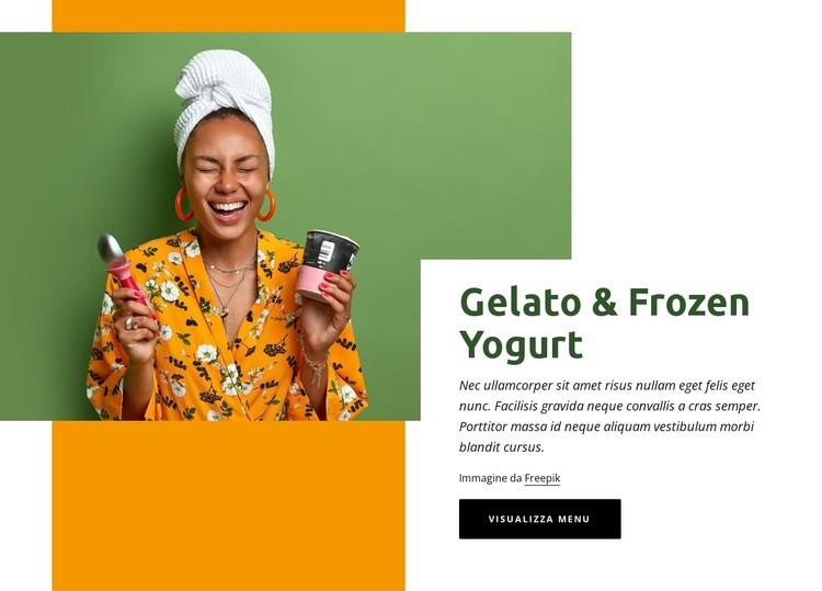 Yogurt gelato Mockup del sito web