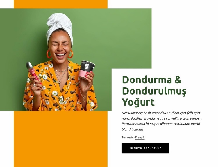 Dondurulmuş yoğurt Web Sitesi Mockup'ı