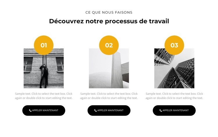 Trois actions Maquette de site Web