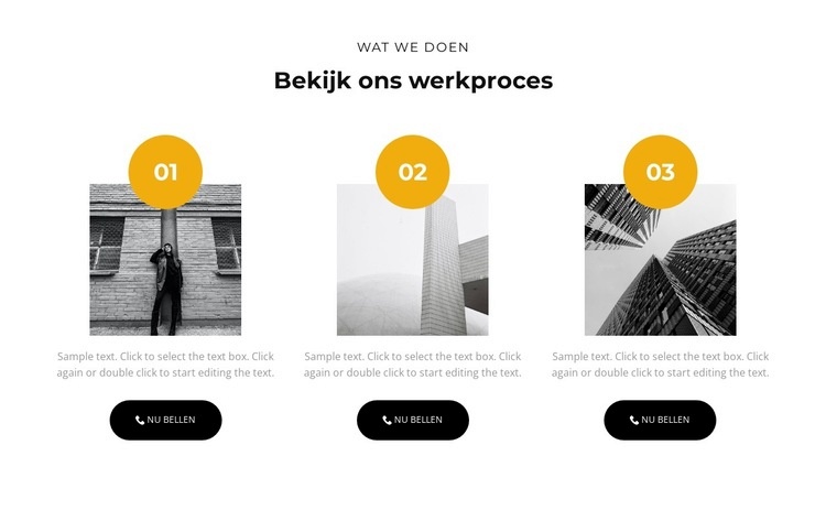 Drie acties Website mockup