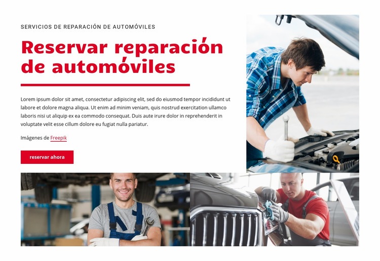 Centro de reparación de automóviles Maqueta de sitio web