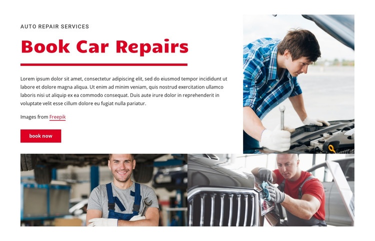 Book car repairs Html Code Example