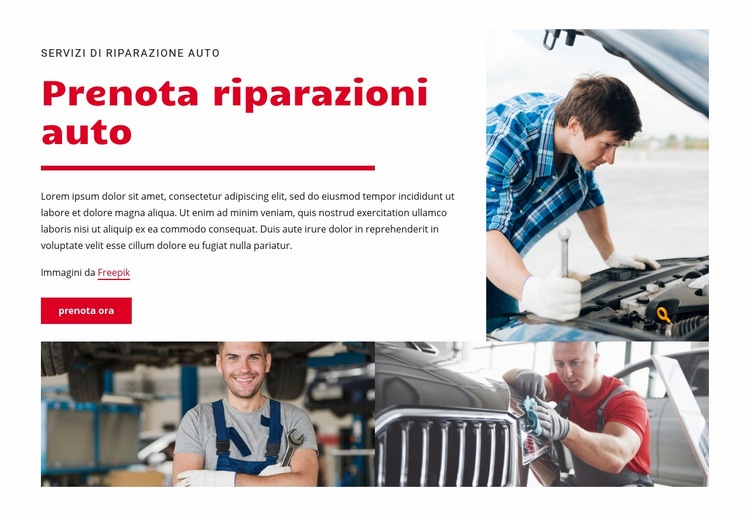 Centro di riparazione auto Mockup del sito web