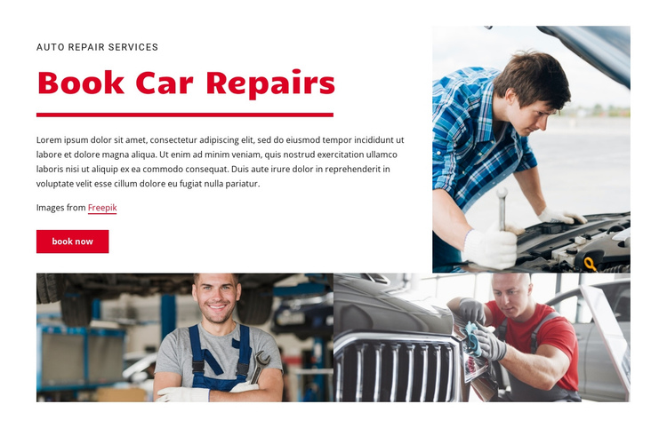 Book car repairs One Page Template