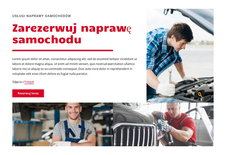Centrum naprawy samochodów Szablon witryny sieci Web