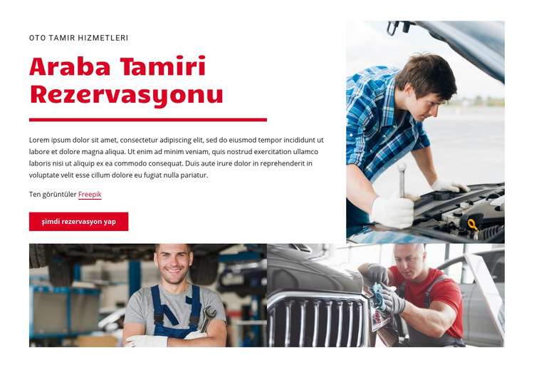 Araba tamir merkezi Web Sitesi Şablonu