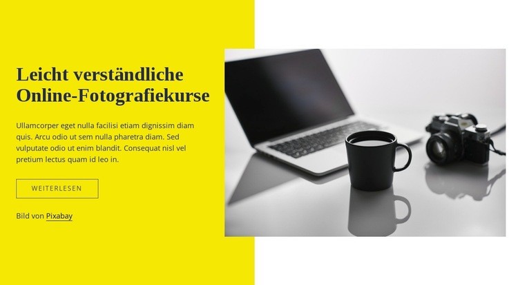 Online-Fotokurse Eine Seitenvorlage